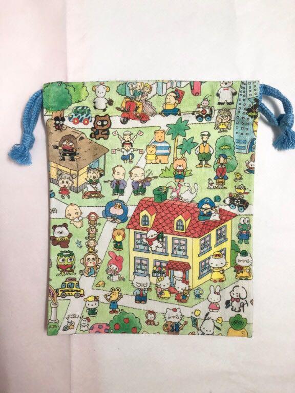 354] 1995 Sanrio Characters Handkerchief & Rope Bag - Hangyodon (Sanrio ...