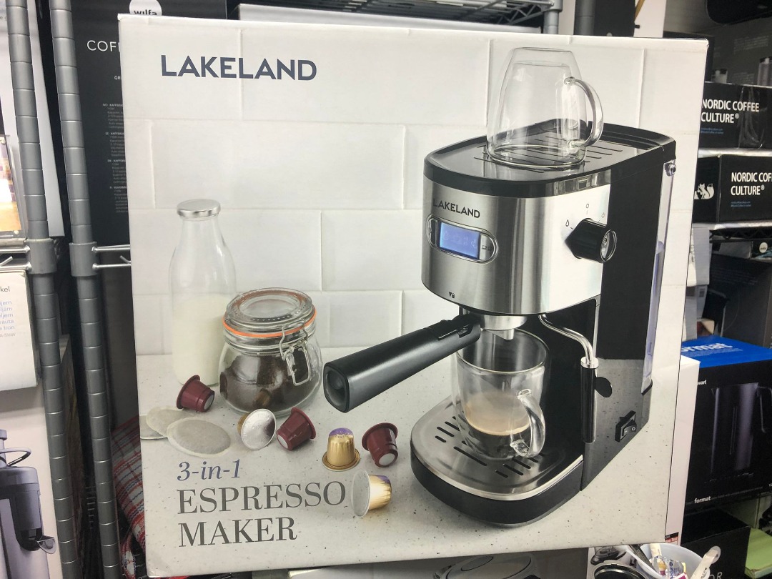 英國名牌 Lakeland 3合1濃縮咖啡機 (Espresso + Pod Coffee + Capsule), 家庭電器, 廚房電器