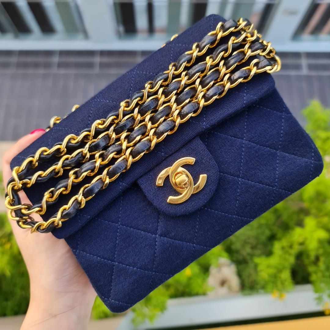 Chanel 2000s Blue Terrycloth Mini Square Flap · INTO