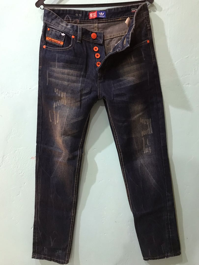 Adidas Diesel Industry Jeans size 29 orange stripes Men s