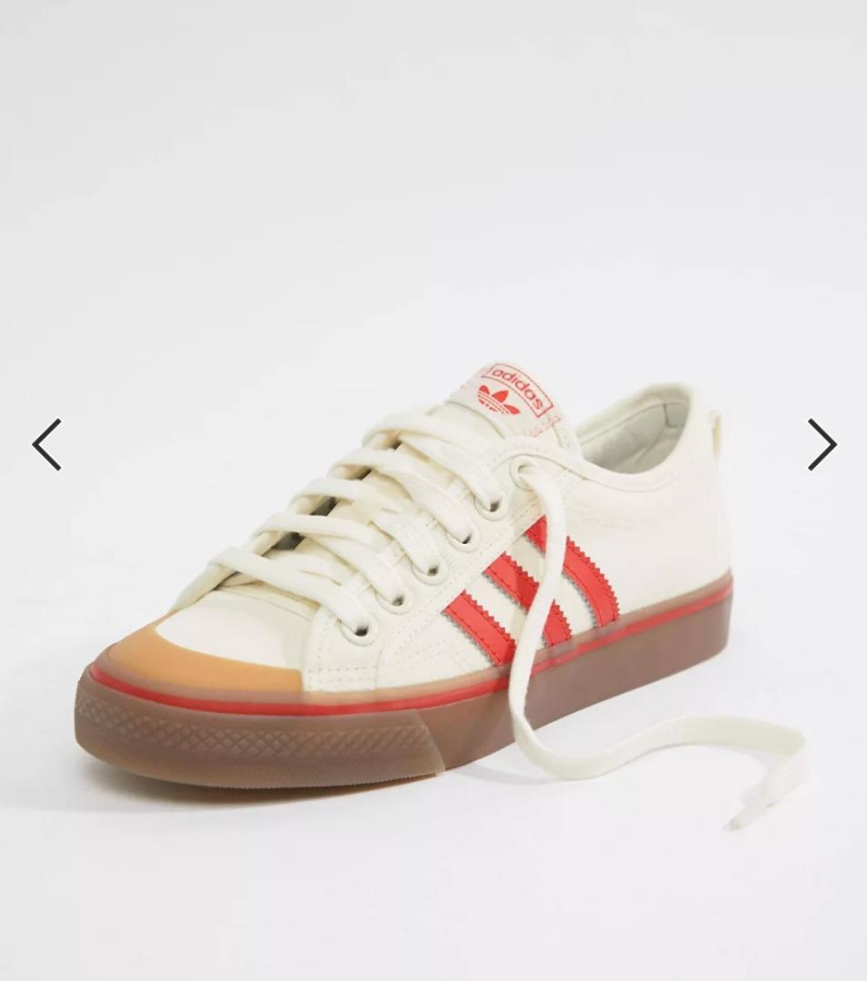 adidas Originals Nizza Canvas Trainers In White And Red, Women's Fashion,  Footwear, Sneakers on Carousell