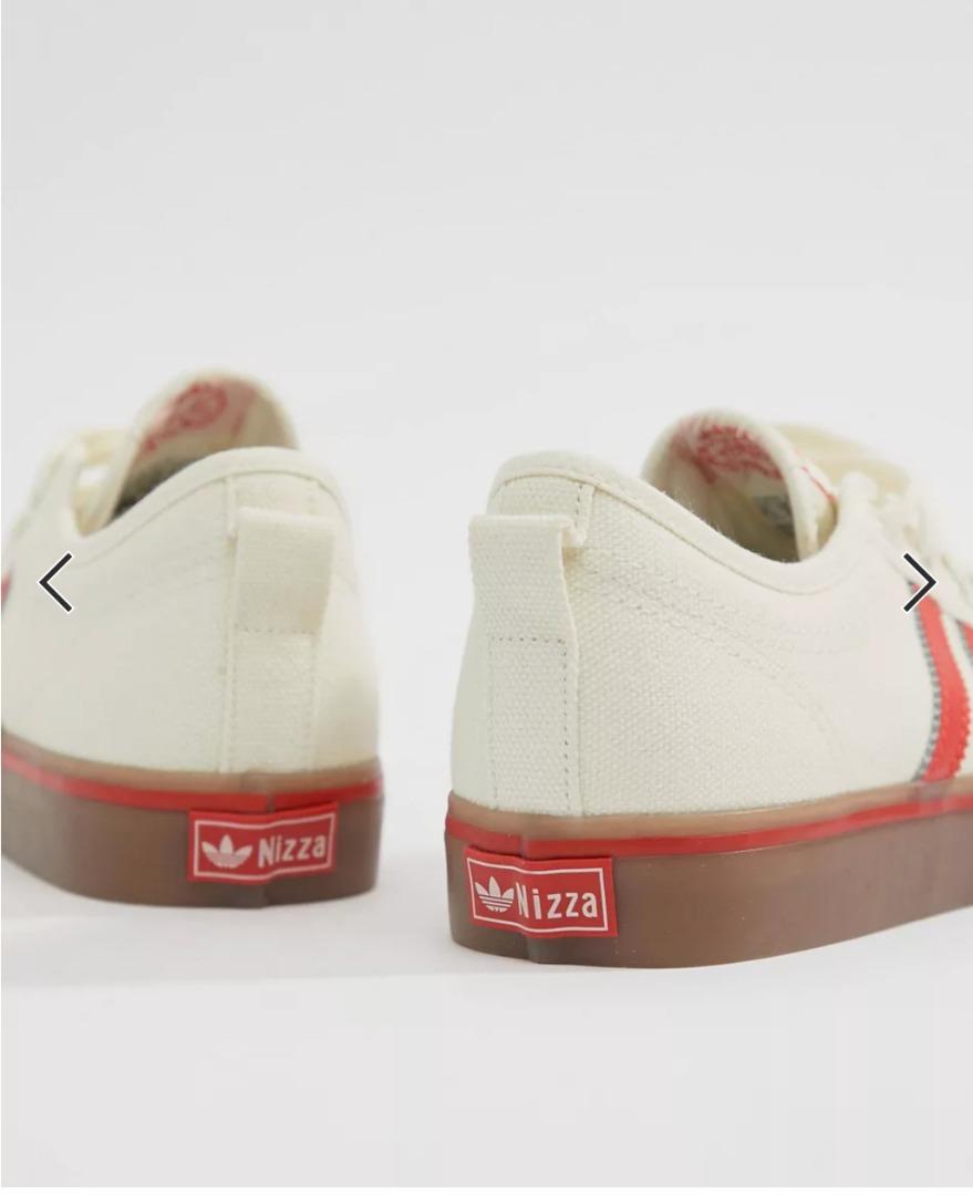 adidas Originals Nizza Canvas Trainers In White And Red