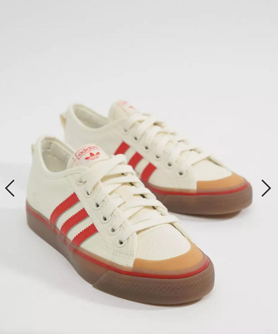 adidas Originals Nizza Canvas Trainers In White And Red, Women's Fashion,  Footwear, Sneakers on Carousell