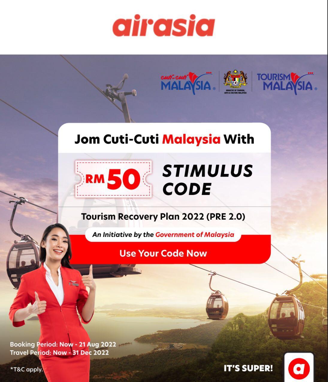 RM50 x3 worth AirAsia Stimulus Code for salessss, Tickets ...