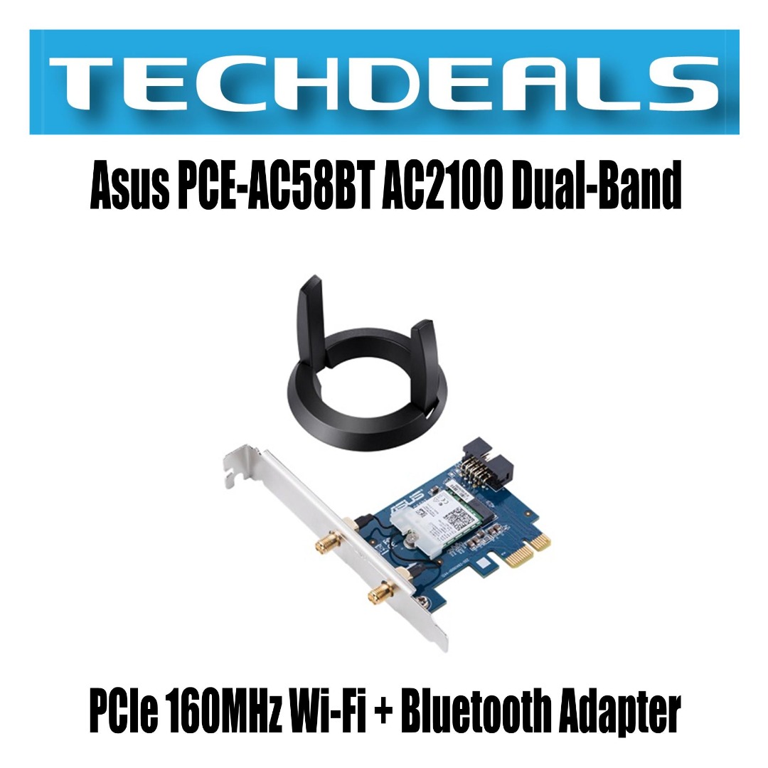 Asus PCEAC58BT AC2100 DualBand PCIe 160MHz WiFi + Bluetooth Adapter