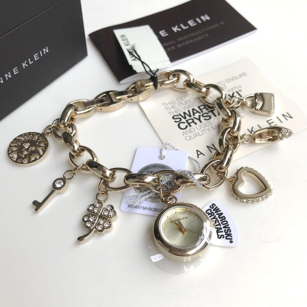 Anne Klein Gold-Tone Imitation-Pearl Stretch Charm Bracelet - Macy's