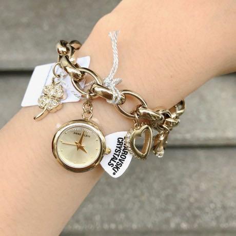 Anne Klein Watch * 8096CHRM Gypsy Gold Swarovski Charm Bracelet Watch COD  PayPal | eBay