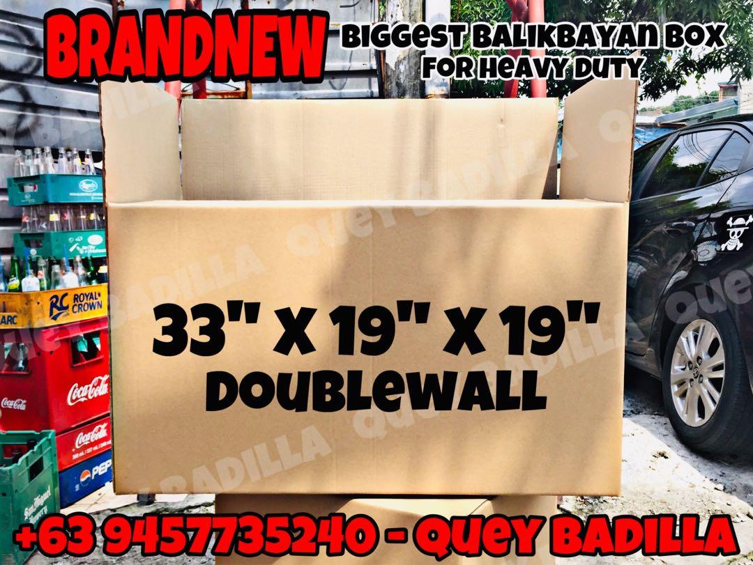 BIGGEST Balikbayan Box (Category: Storage Boxes & Baskets) located in Quezon City. Submitted by gq.packagingsupplies.ph (Listing ID 1177644395, Image 1). Description: ALWAYS AVAILABLE IN OUR SHOP NO MINIMUM OF ORDERS NEGOTIABLE FOR BULK ORDERS.