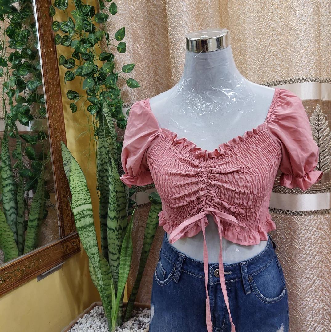 Women Pink Scuba Side Tape Detail Crop Top
