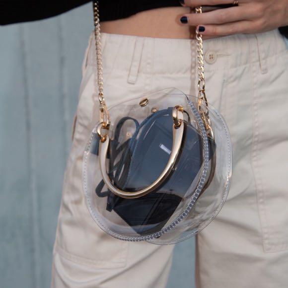 Isabelle Clear Circle Bag in Tarocco Orange Leather - Joey James The Label  – Joey James, The Label