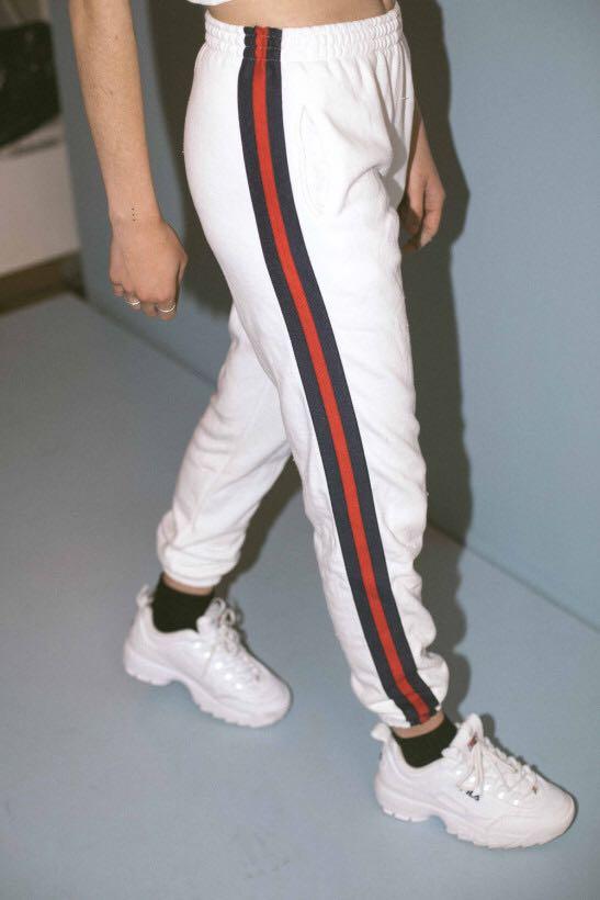 brandy melville white red rosa stripes sweatpants