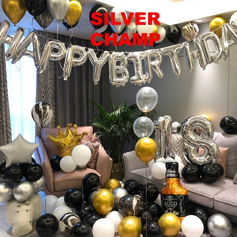 Champ Silver Birthday Decorations Birthday Decoration Party Balloons