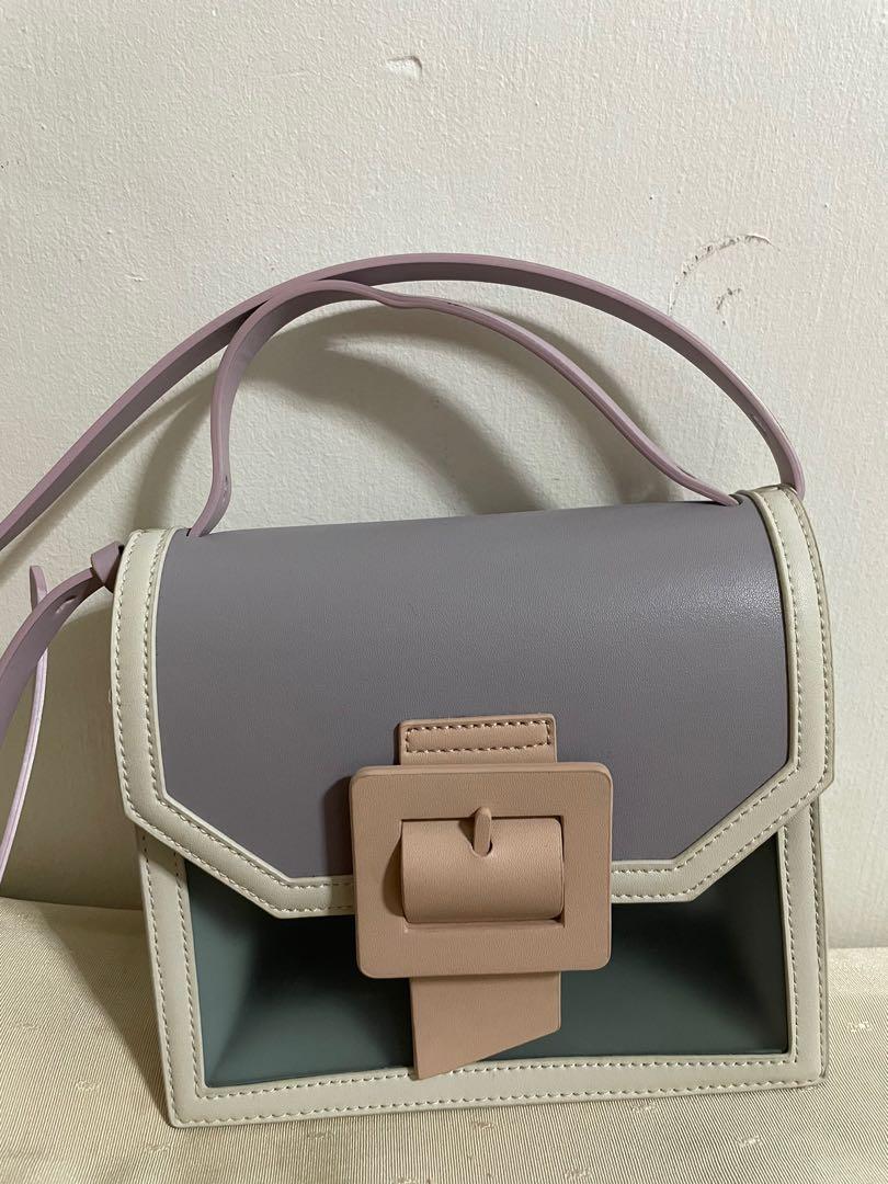 Charles Keith See Through Effect Buckled Bag Grey CK2 50150909 Women Lady Handbags Crossbody Bags
