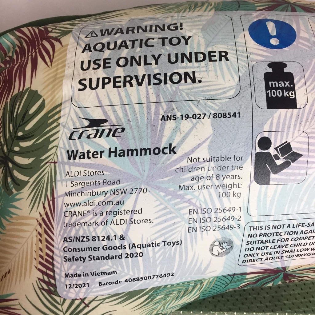 CRANE Water Hammock, Sports Equipment 