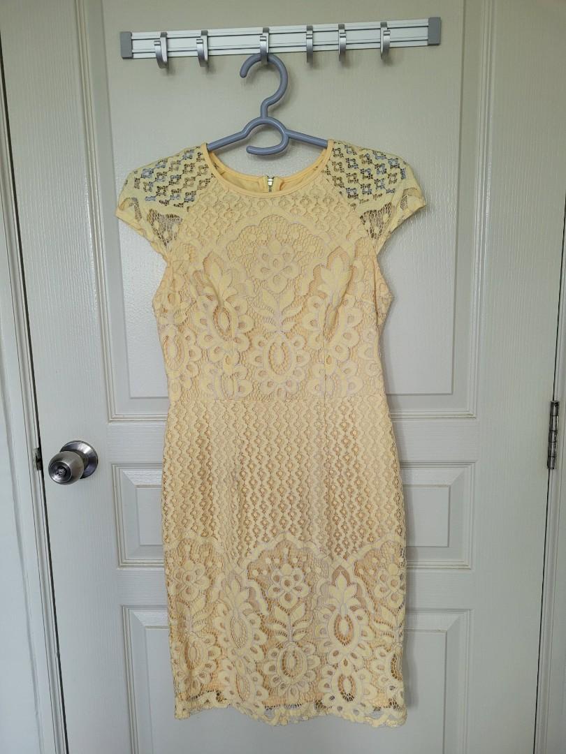 Dorothy perkins yellow lace dress deals