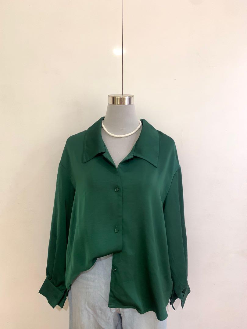 Emerald green polo, Women's Fashion, Tops, Longsleeves on Carousell