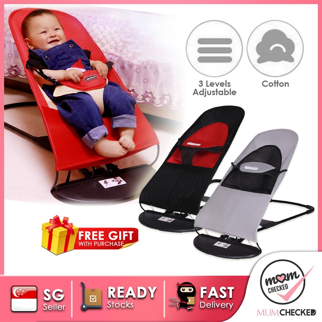 FOLDABLE BABY BOUNCER ROCKER BALANCE CHAIR DOUBLE LAYERED SOFT MESH INFANT KIDS CRADLE MUMCHECKED SZC1442 Babies Kids Baby Nursery Kids Furniture Kids Tables Chairs on Carousell