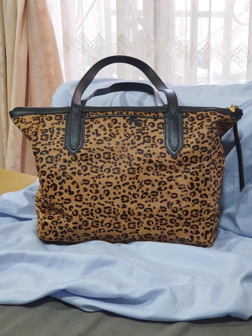 Fossil leather and new arrivals leopard print bag