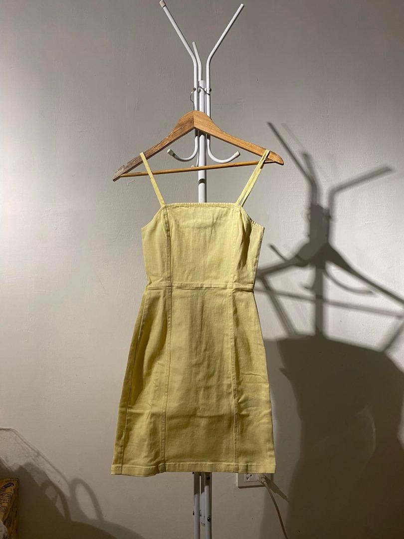 H&m yellow shop denim dress