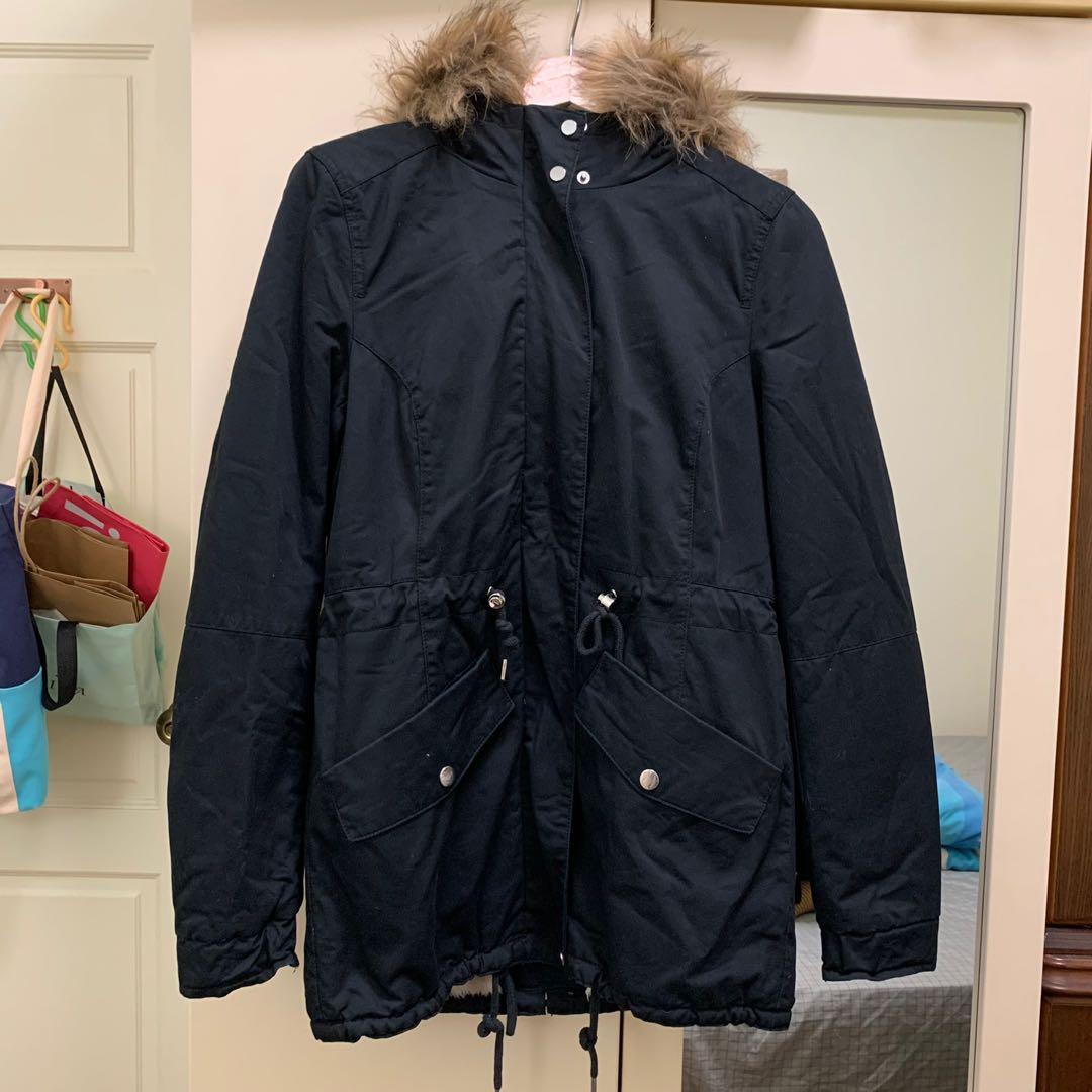 H M winter jacket coat black