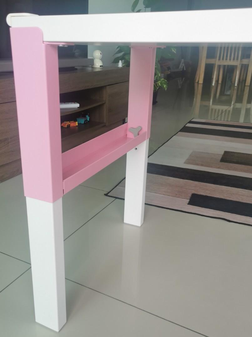 IKEA PAHL Desk, pink , adjustable heights, Furniture & Home Living