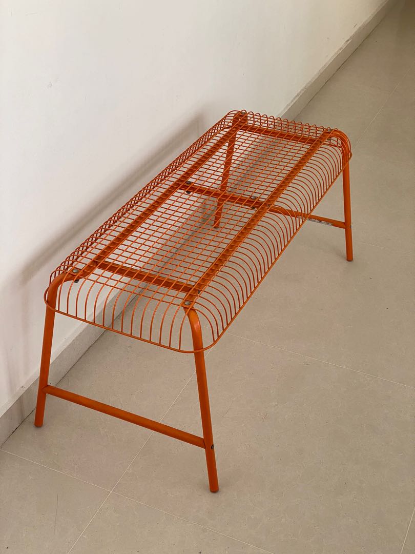 Ikea orange metal shop bench
