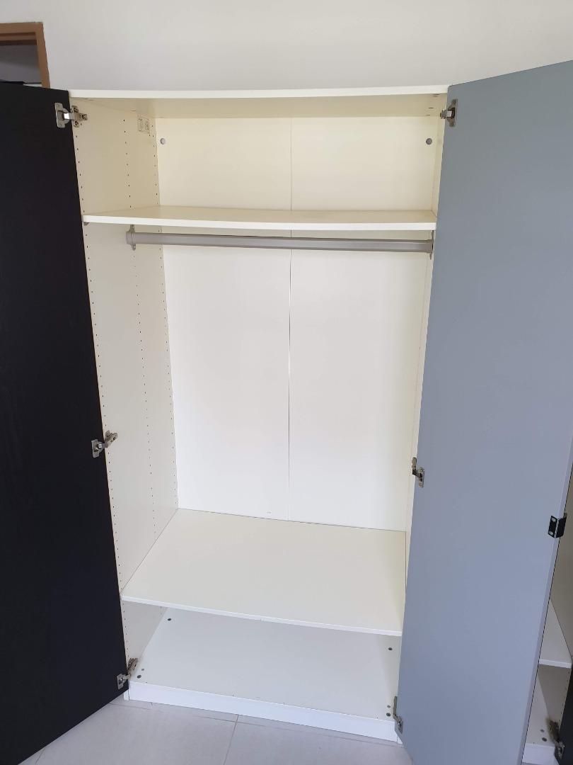 IKEA Wardrobe with MIRROR (3 doors). BLACK/WHITE, Furniture & Home