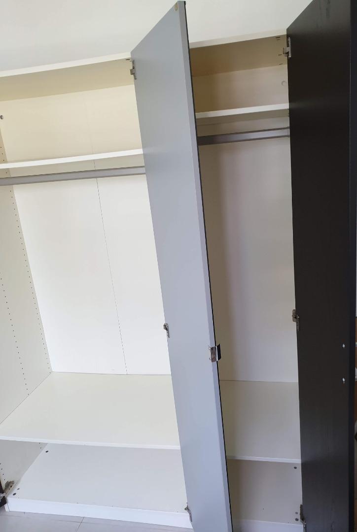 IKEA Wardrobe with MIRROR (3 doors). BLACK/WHITE, Furniture & Home