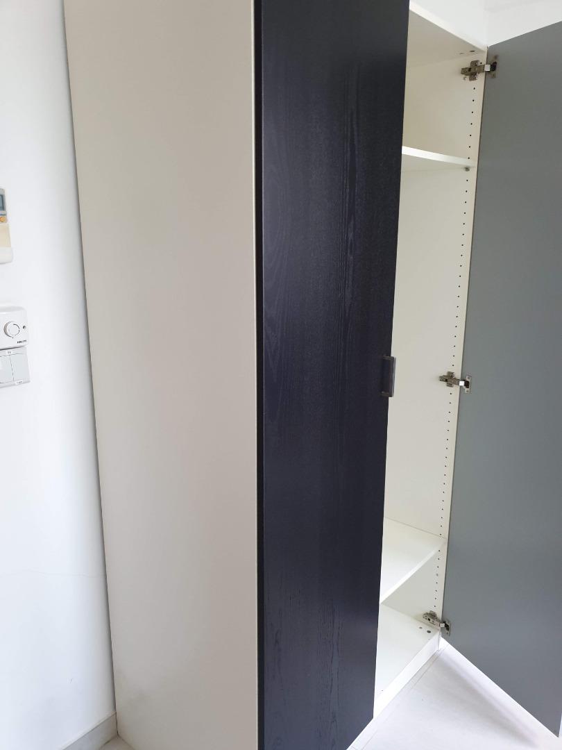 IKEA Wardrobe with MIRROR (3 doors). BLACK/WHITE, Furniture & Home