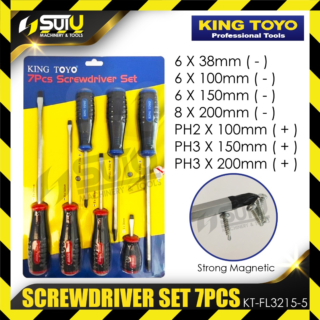 KING TOYO KTFL31255 7PCS Screwdriver Set, Furniture & Home Living, Home Improvement