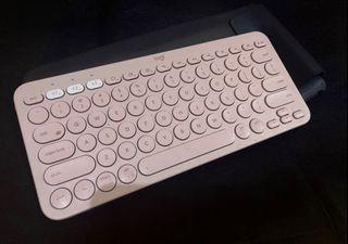 🍊Logitech K380 Pink Keyboard with Leather Case & Wrist Rest