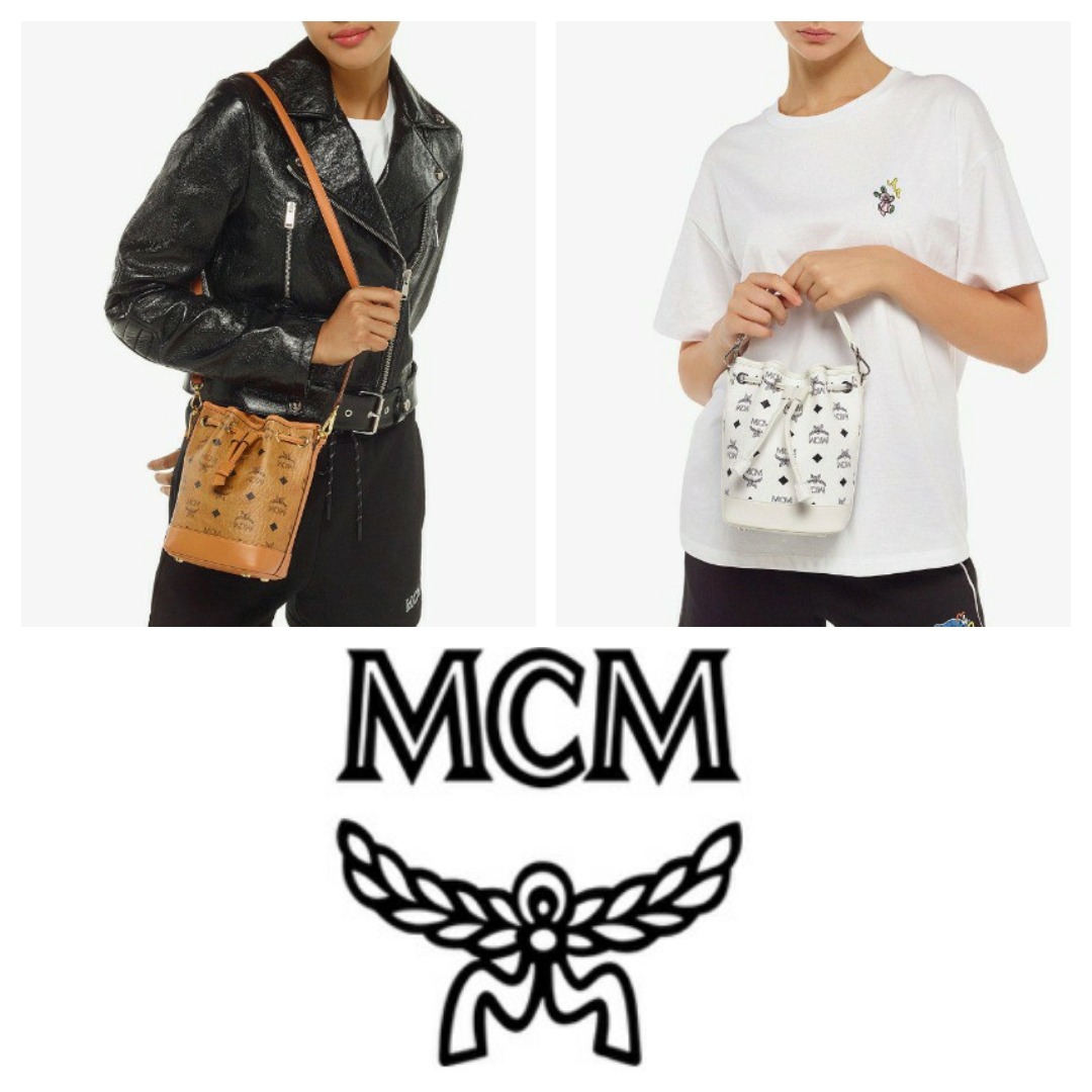 MCM Mini Dessau Bucket Bag in Visetos and Nappa Leather