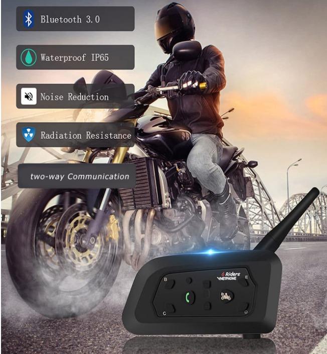 EJEAS V6 PRO 850mAh Bluetooth Motorcycle Intercom Helmet Headset Waterproof  6 Riders 1200m Motorbike Communicator Ear Interphone