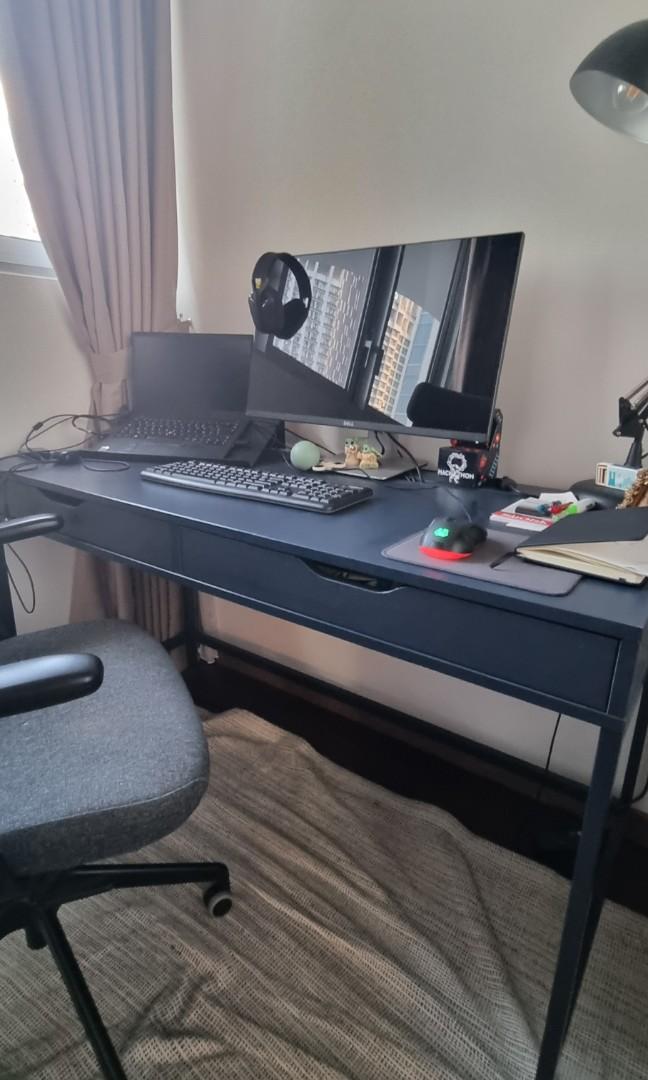 Navy blue desk Ikea Alex, Furniture & Home Living, Furniture, Tables