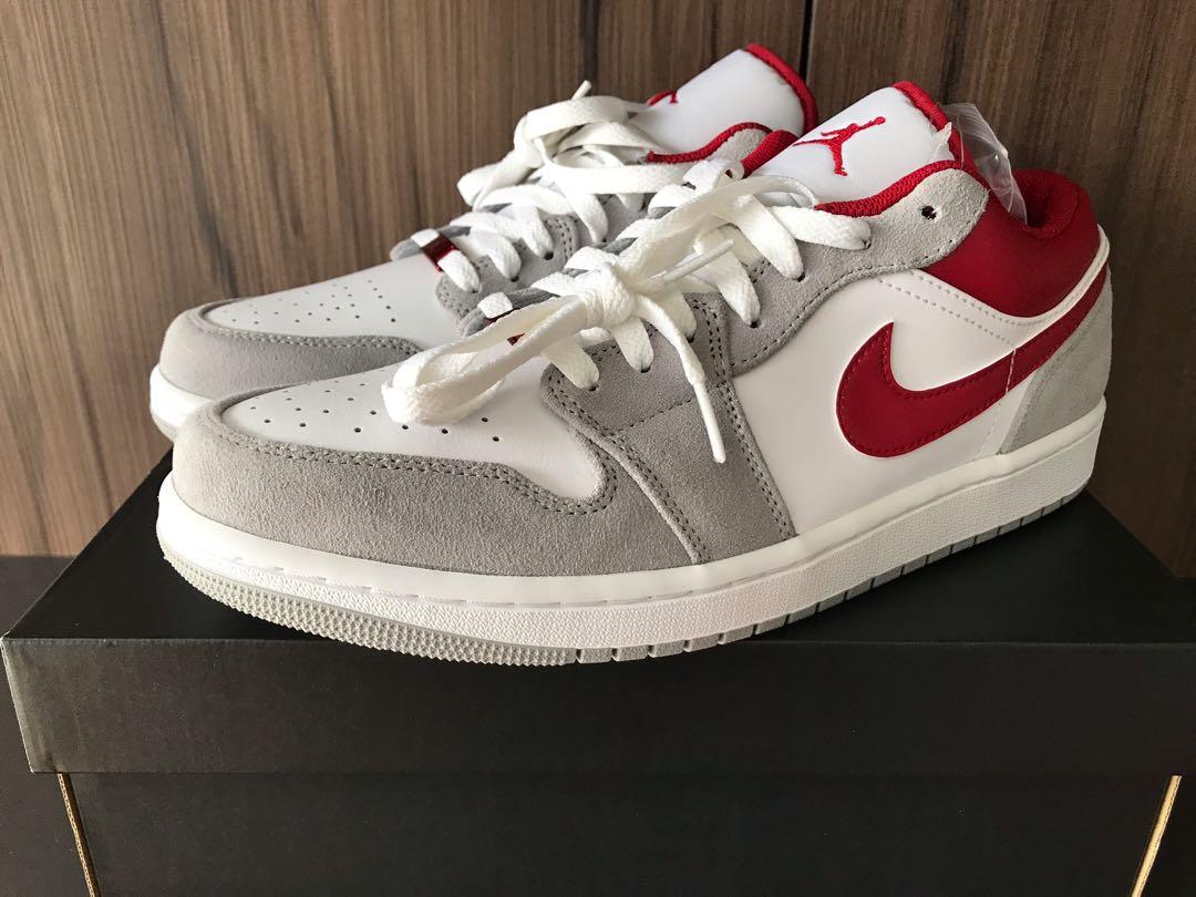Nike air jordan 1 low red white on sale