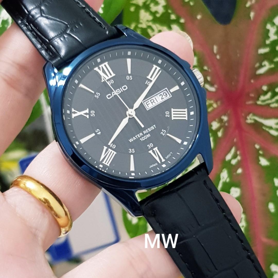 Original Casio Men s classic leather analog quartz watch mtp 1384bul 1a brand new