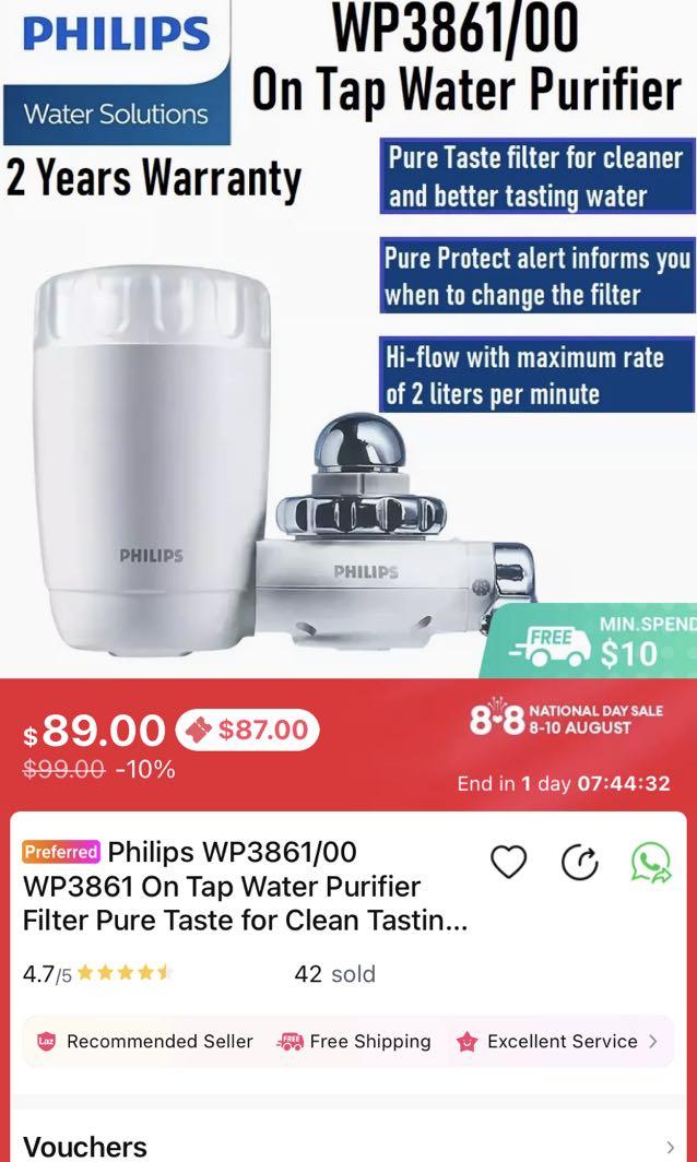 PHILIPS On Tap Water Purifier WP3861 Pure Taste Water Filter Singapore  Warranty Made in Japan