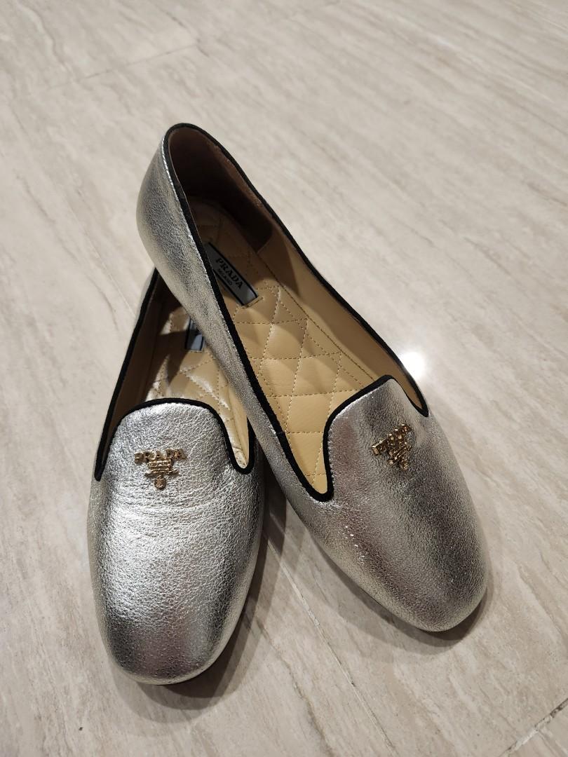 Prada shoes Glitter Flats like new!, Luxury, Sneakers & Footwear on  Carousell