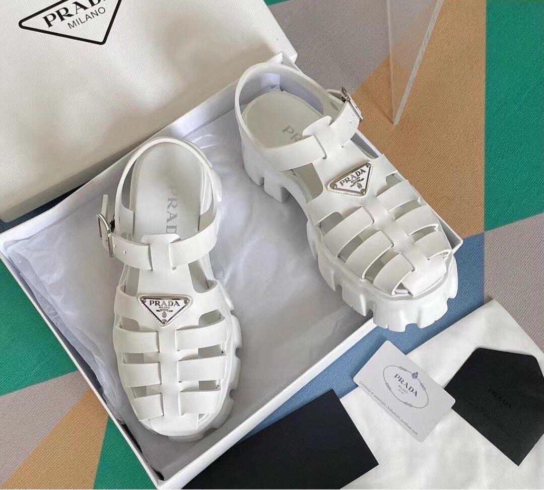 White new arrivals prada sandals