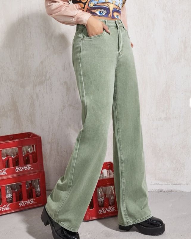 Sage Green Jeans, Women's Fashion, Bottoms, Jeans & Leggings on Carousell