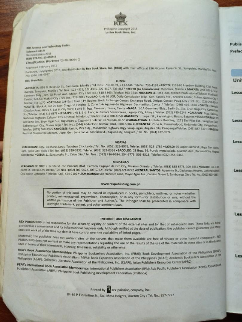 Science Links 9 Rex Book Store Revised Edition, Hobbies & Toys