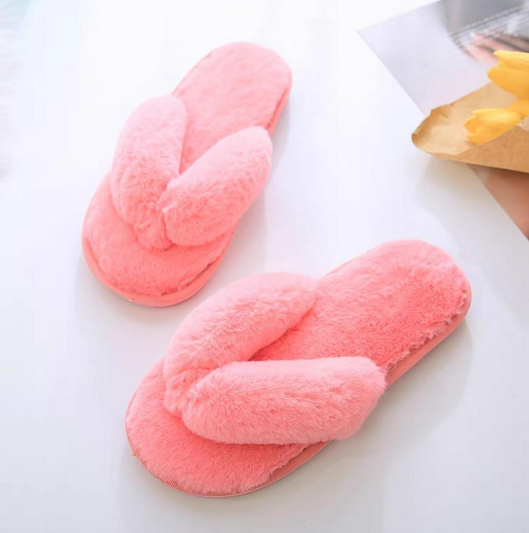Furry flip top flop sandals