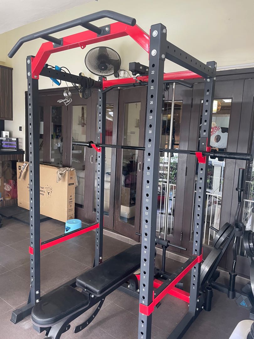 Squat Rack with Cable + Weights Home Gym, Sports Equipment, Exercise