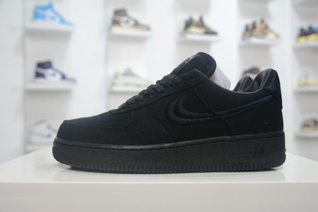 STUSSY x Nike Air Force 1 Low Triple Black 2020 CZ9084 001