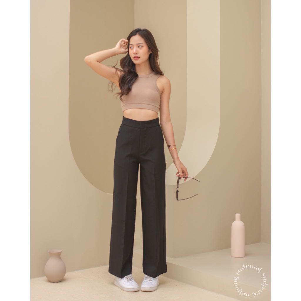 Edikted Desiree Knitted Low Rise Fold Over Pants