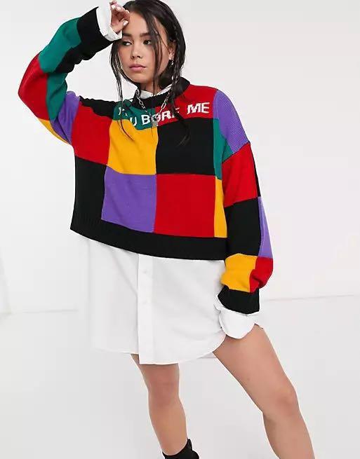 the ragged priest y2k oversized knit colourblock jumper you bore