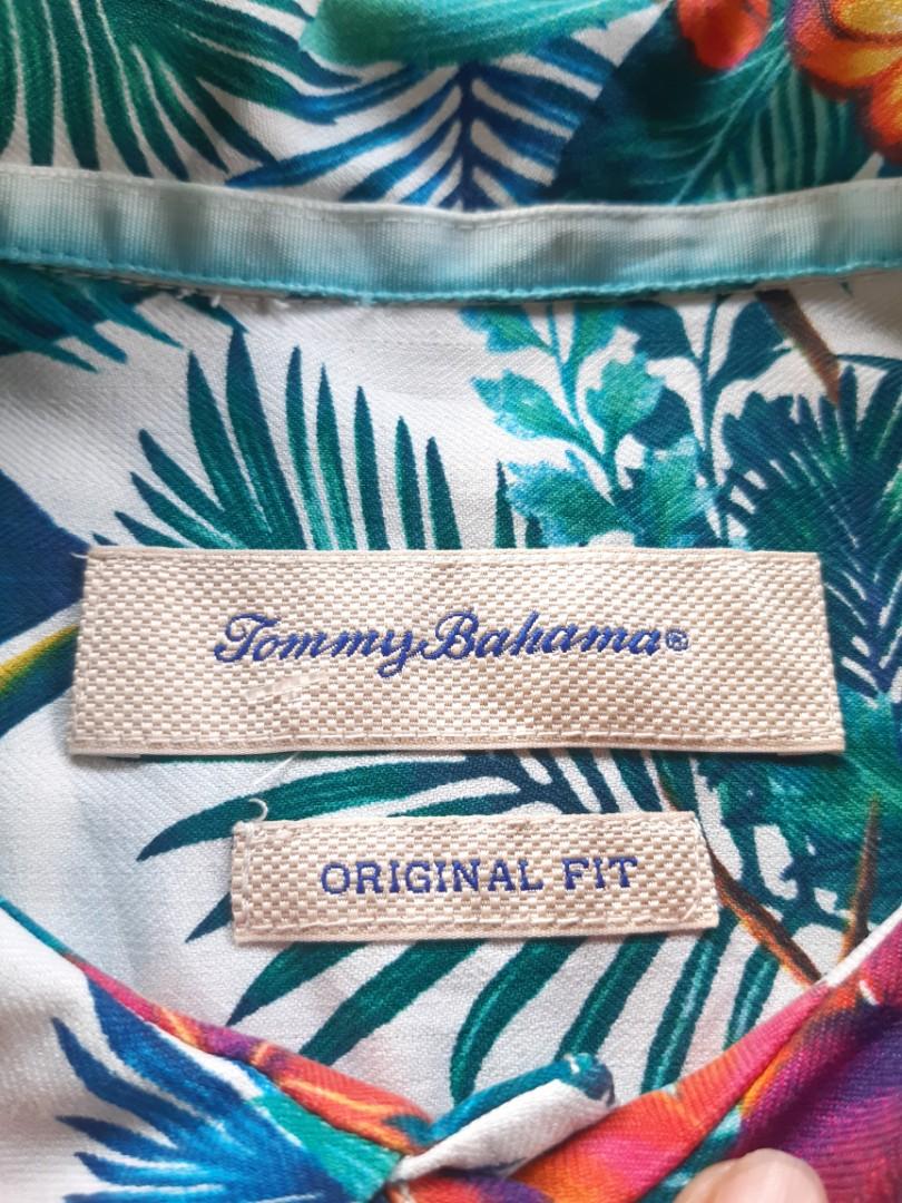 Vintage Tommy Bahama Green Rayon Hawaiian Shirt, Bird Print Shirt