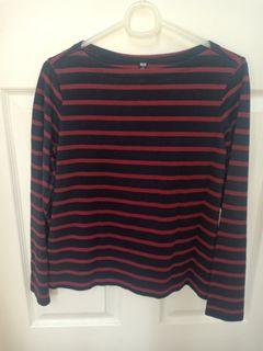 Uniqlo Blue and Red Stripes Long-sleeved Top (Pre-loved)
