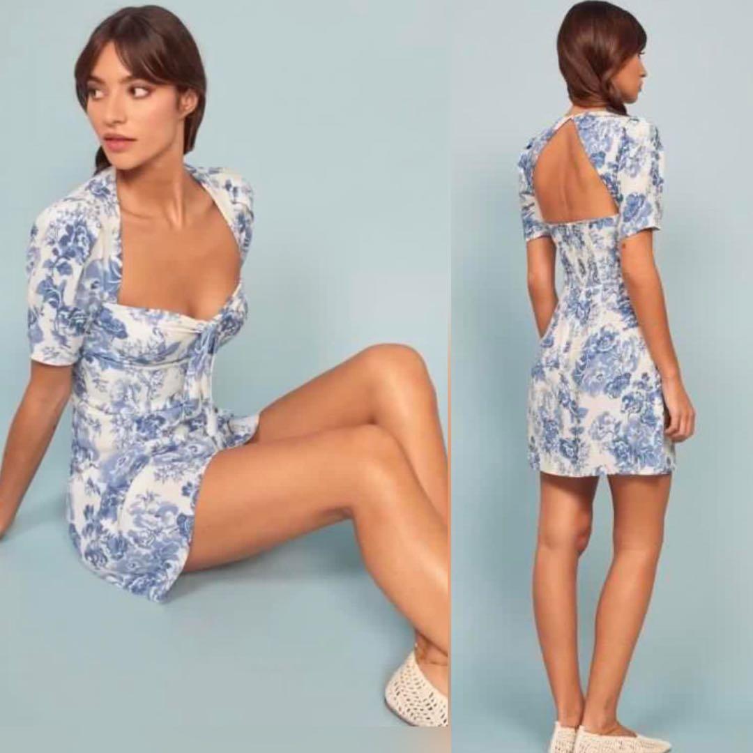 US2 Reformation Grant Dress porcelain Olympia blue Women s Fashion Dresses Sets Dresses on Carousell