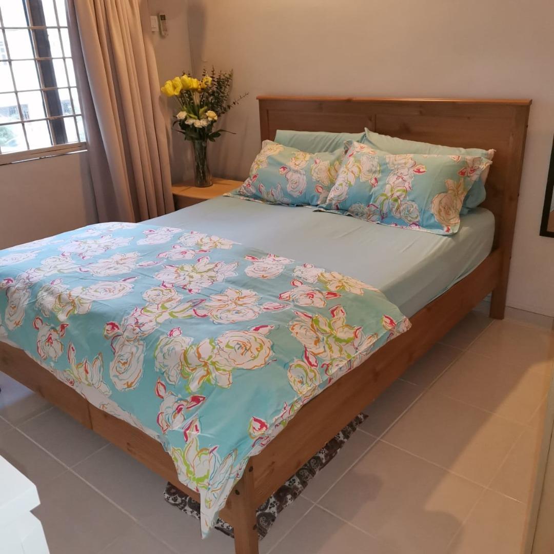 Used IKEA Queen Size Bed with mattress, Furniture & Home Living